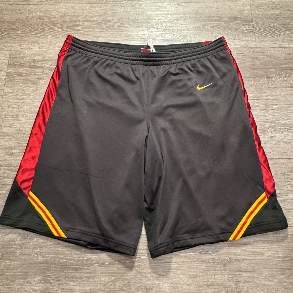 Vintage Nike Team Sports Shorts Mens M Black Red Dazzle Y2K Basketball 90s 12"